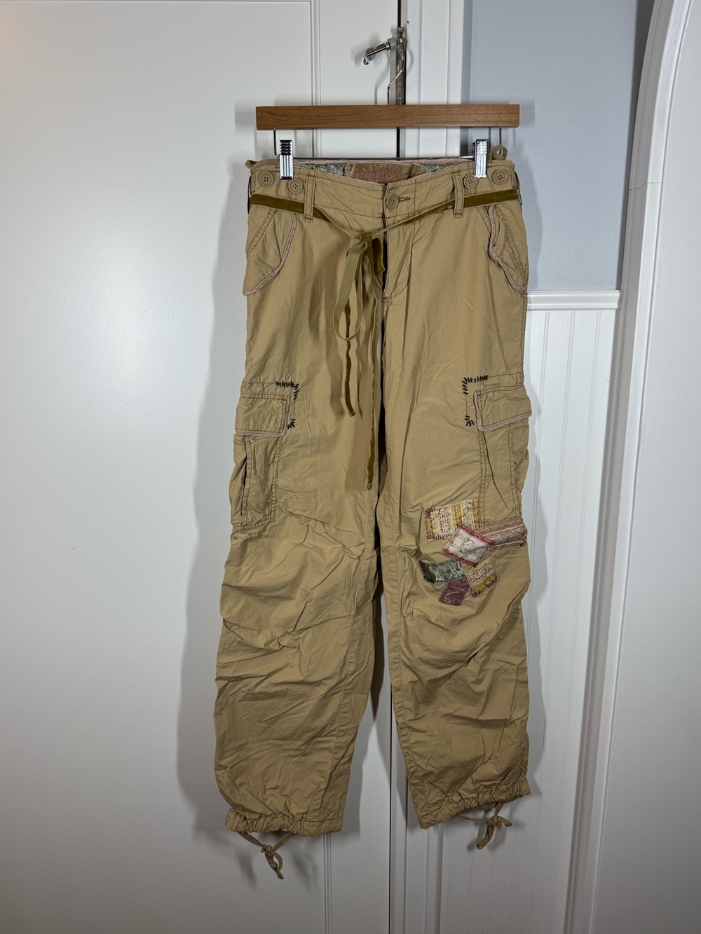 Vintage 90’s Y2K Abercrombie & Fitch Patchwork Cargo Pants Embroidered Pockets